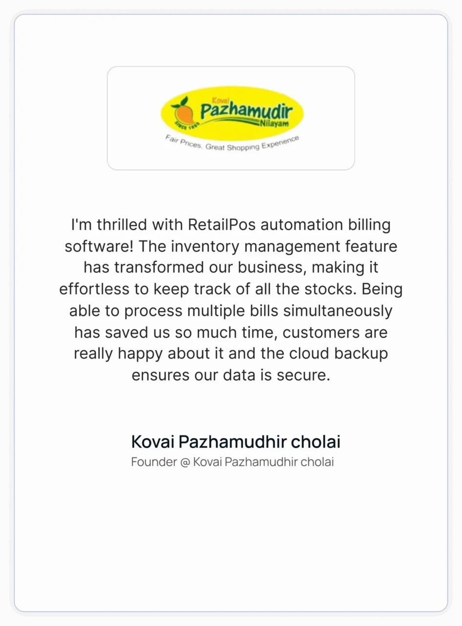 Pazhamudir Store Client Testimonials