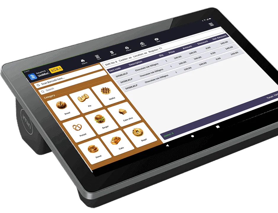 Unimini Touchscreen POS Billing Interface