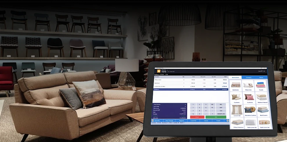 Furniture and home decor retail POS with order booking and delivery tracking