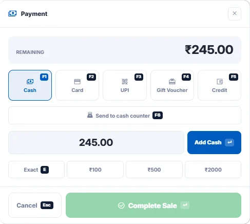 Fast billing counter
